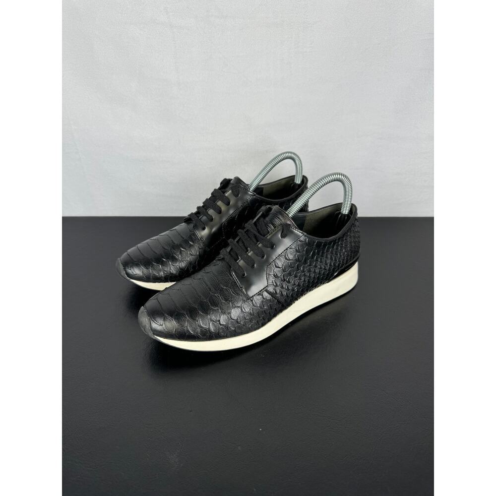 Vince Rayner Python Print Black Leather Sneaker S… - image 1